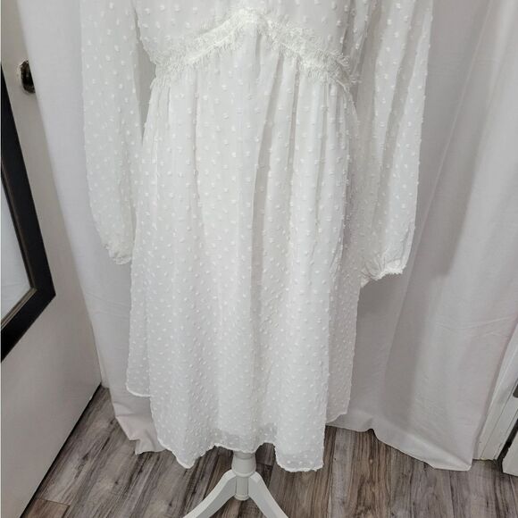 JASAMBAC Women's Swiss Dot long sleeve maternity Dress - Picture 10 of 14